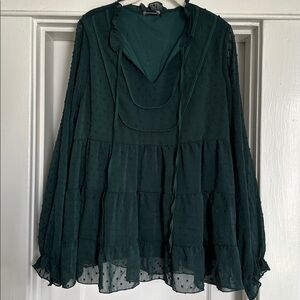 Prettygarden Green French knot flowy blouse - size large